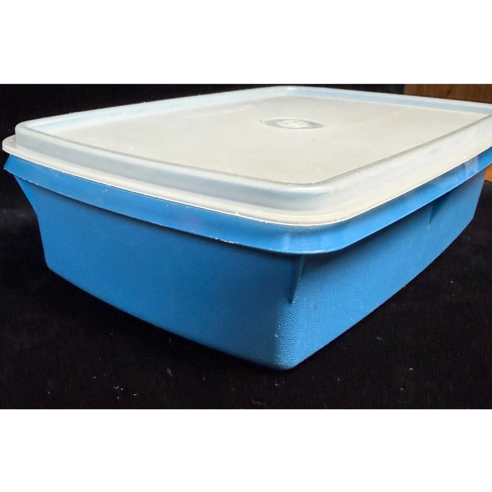 Vintage Tupperware/TupperCraft Blue Stow-Away Organizer Box with Tray 787-4